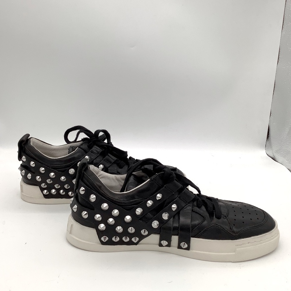 Studded Black Leather Sneakers - Women - Picture 3 of 7